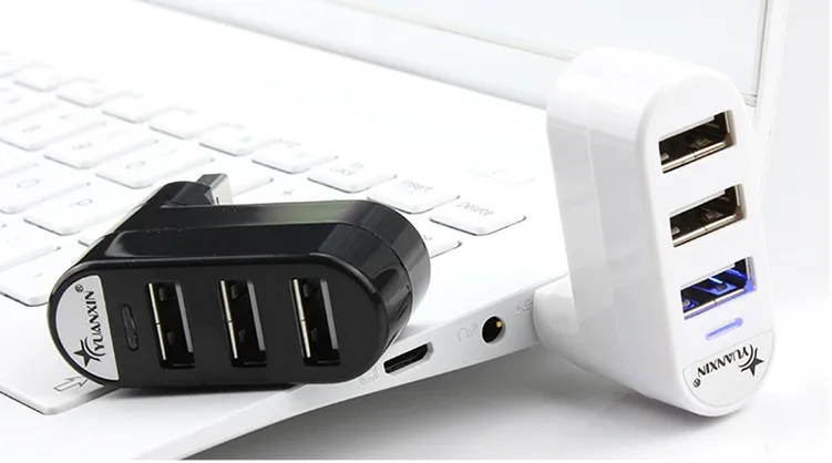 Вращающийся высокоскоростной usb-хаб с 3 портами 2,0 USB разветвитель адаптер для ноутбуков/планшетных ПК периферийных устройств
