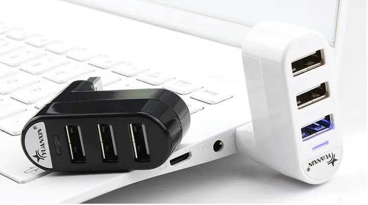 Rotatable High Speed 3 Ports USB HUB 2.0 USB Splitter Adapter for Notebook/Tablet Computer PC Peripherals