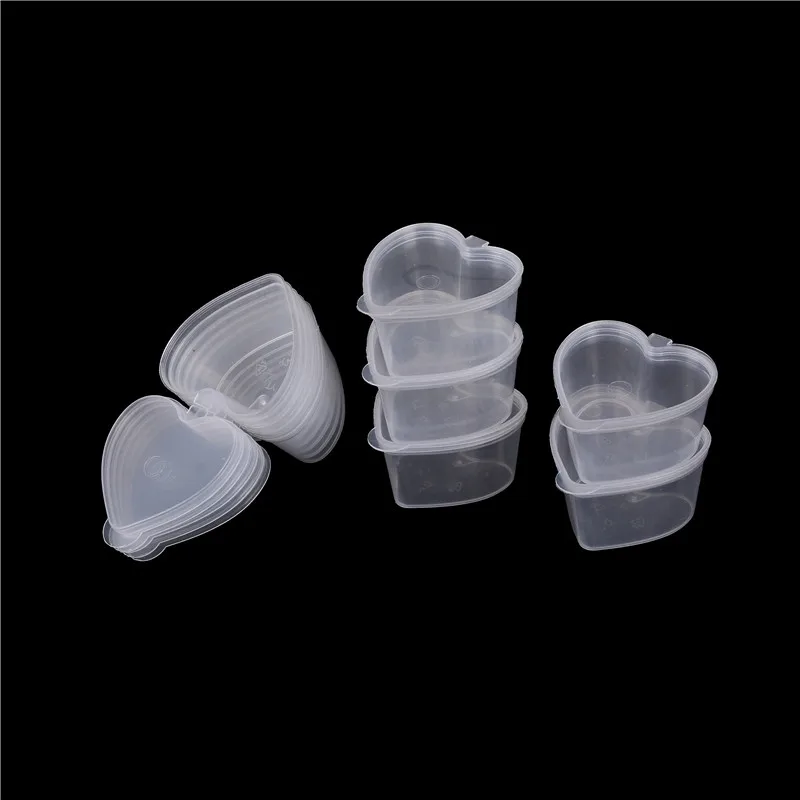 

10Pcs Heart shape For Playdough Slime Mud Light Clay 50ml Slime Printing Craft Storage Containers Organizer Box with Lids