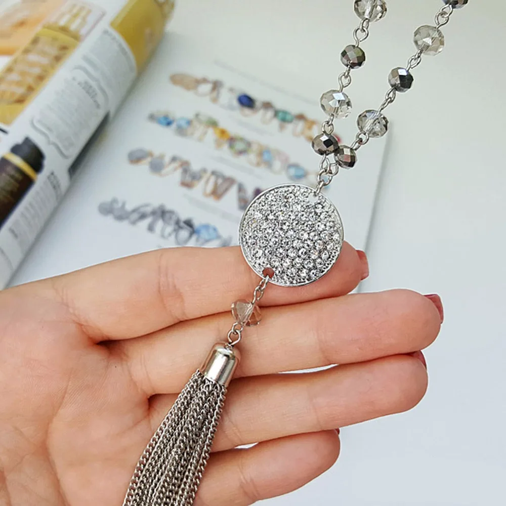 TrinketSea серебряные Длинные ожерелья с подвесками Кисточками для женщин