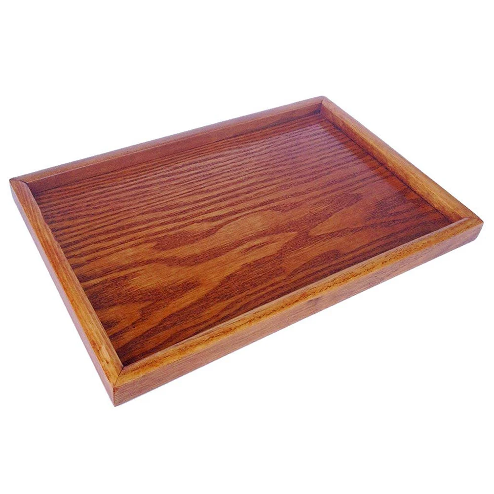 Brown Деревянный поднос чайные блюда Тарелка-коричневый, 39x30x2 см - Цвет: Brown