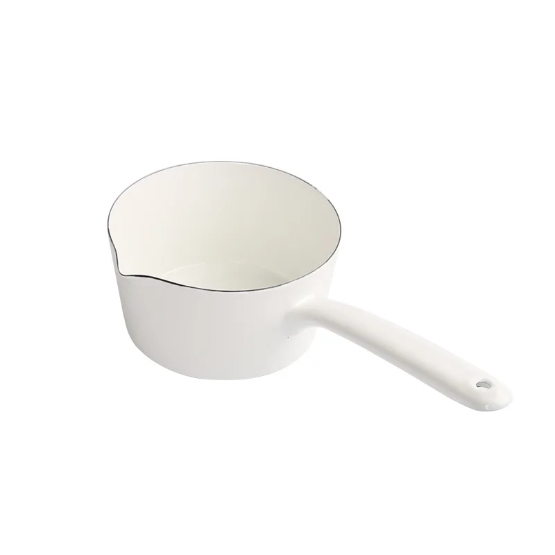 Кухонный горшок 1,3л в японском стиле, маленькая эмалированная кастрюля для молока, кухонная кастрюля, кастрюля для приготовления пищи, кастрюля для детского питания с ручкой для одного человека - Цвет: 1.3L