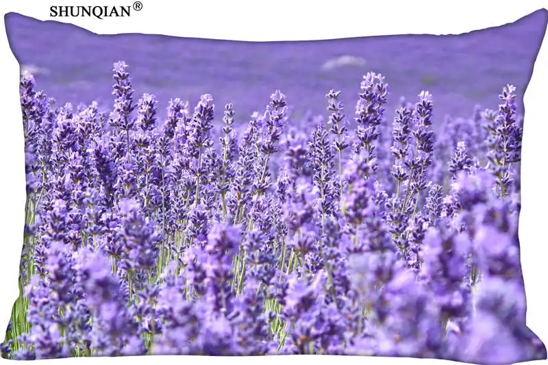 

New Lavender Flower Pillow Case Custom Wedding Pillowcase Cover Cases Gift Zippered Rectangle Pillow Case