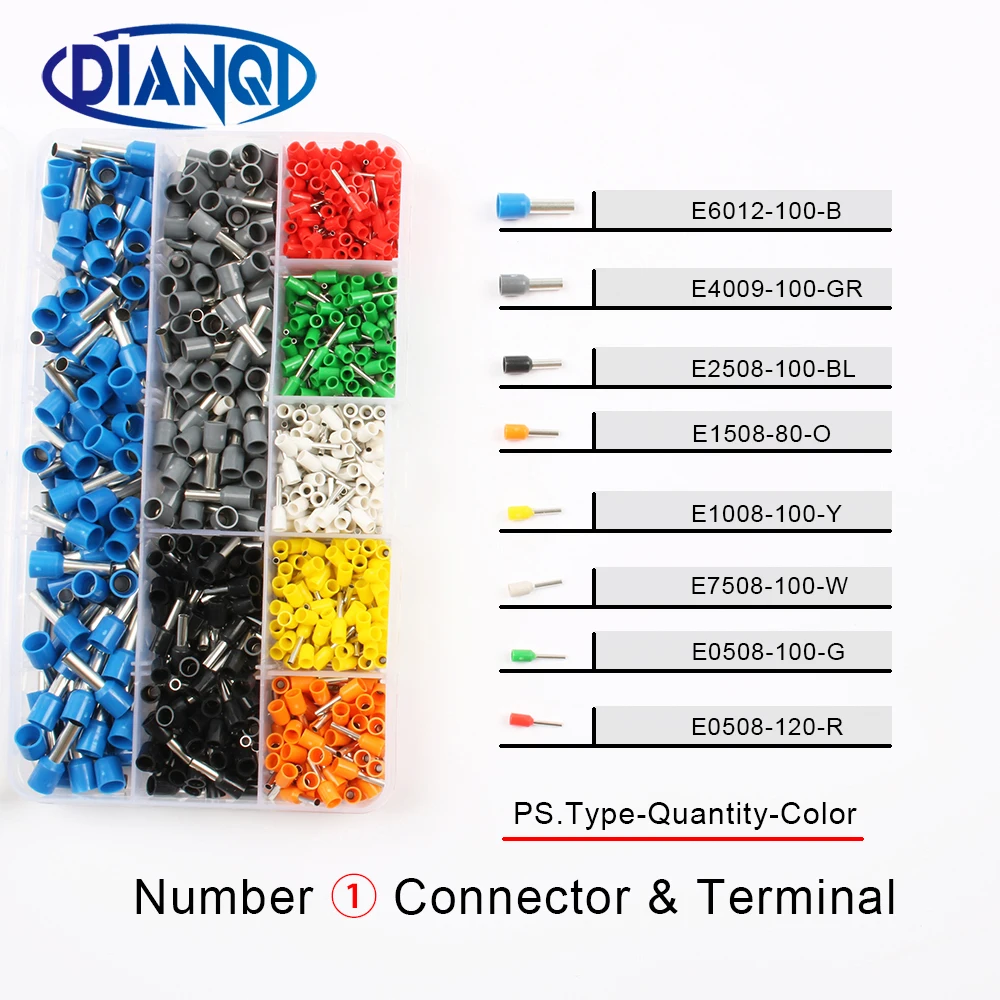 800 шт./компл. 22-10AWG провод медный обжимной разъем изолированный шнур Концевой Кабель провод клеммный комплект DIY Латунь DIANQI