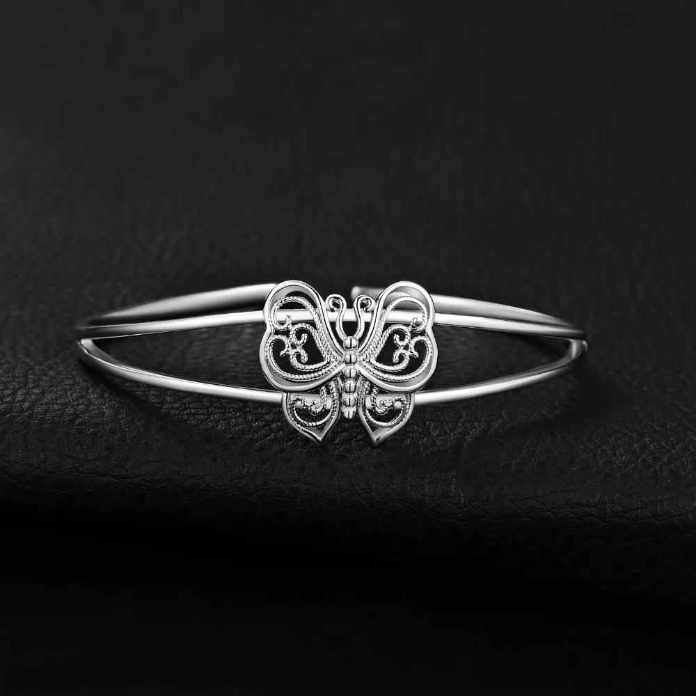 JewelryPalace 925 пробы 100% серебро Винтаж филигрань полые бабочка разделение браслет на