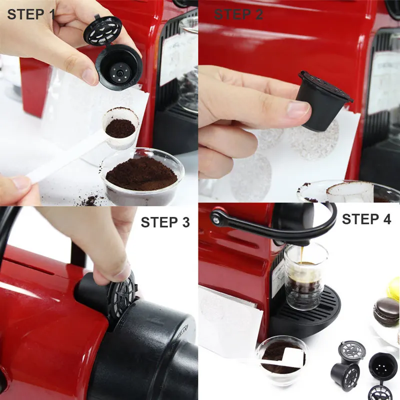 Многоразовые 3 шт кофейные капсулы+ ложка+ щетка набор черная мини-корзина для порошка Nespresso машина сладкий вкус кофе пивоварения инструменты