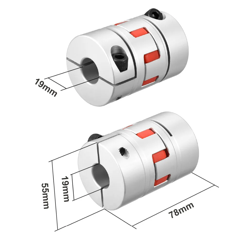 

Uxcell High Quality L78xD55 19mm to 19mm Shaft Coupling Bore Flexible Coupler Joint High Hardness for M8 Servo Stepped Motor