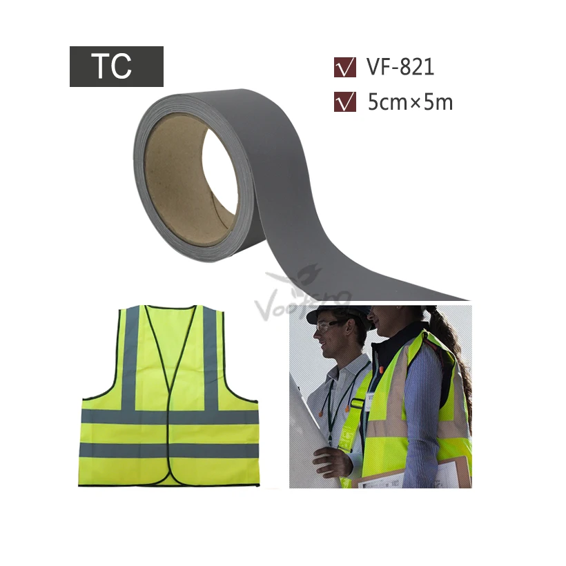 

5cmx5m Grey Reflective Fabric Tape Sew on Vest or Jacket for Safety