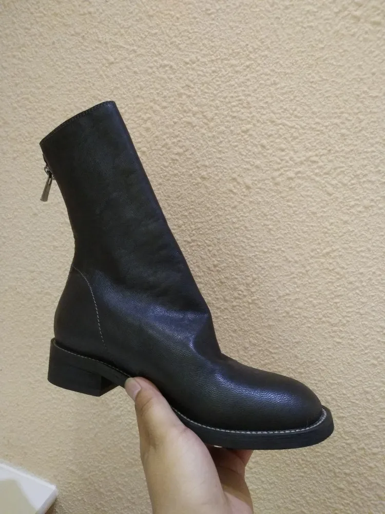 Gre SchwarzWei 2018 Winterreitschuhe Damen Stiefeletten Mujer Leder Gro Echtes {zorssar} Botas Invierno e High 43 Heel Zapatos nPNkX08wOZ