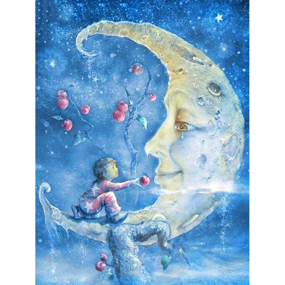 HUACAN-DIY-5D-Diamond-Painting-Cartoon-Diamond-Embroidery-Sale-Moon-Full-Square-round-Diamond-Mosaic-Rhinestone