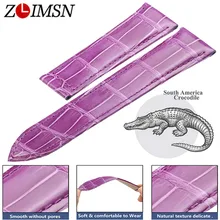 ZLIMSN ремешок из кожи аллигатора быстрая установка для мужчин и женщин роскошный ремешок для часов ремень 12 мм-26 мм розовый ремешок из крокодиловой кожи