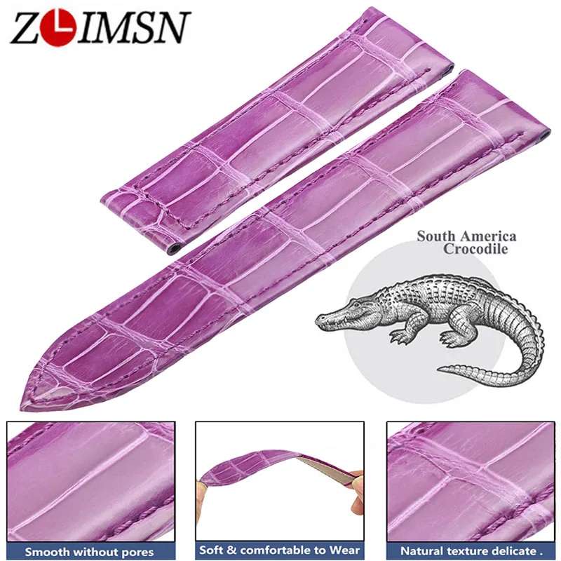 ZLIMSN ремешок из кожи аллигатора быстрая установка для мужчин и женщин роскошный ремешок для часов ремень 12 мм-26 мм розовый крокодиловый