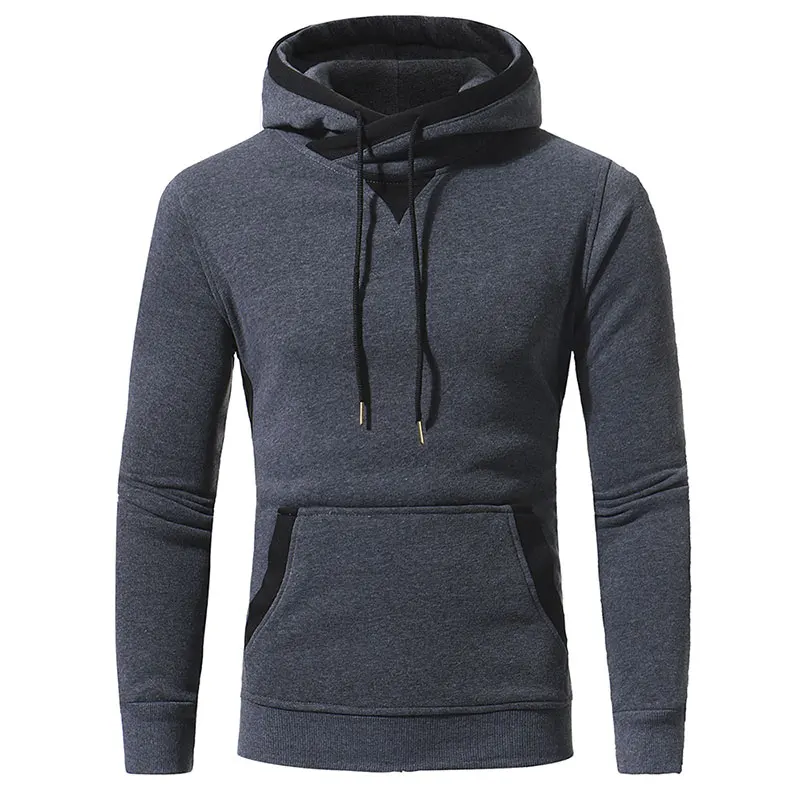 Hand Pocket Patch elbow Sweatshirts Hot Hoodie Male Pullover Long