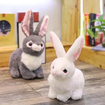 

Mini Realistic Cute White Plush Rabbits Fur Animal Easter Bunny Simulation Beige Gray Rabbit Toy Rabbit Model Birthday Gift