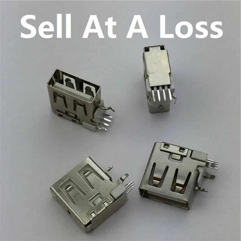

10pcs/lot USB 2.0 4Pin A Type Female Socket Connector G59 Side Pin Short Body for Data Transmission Charging