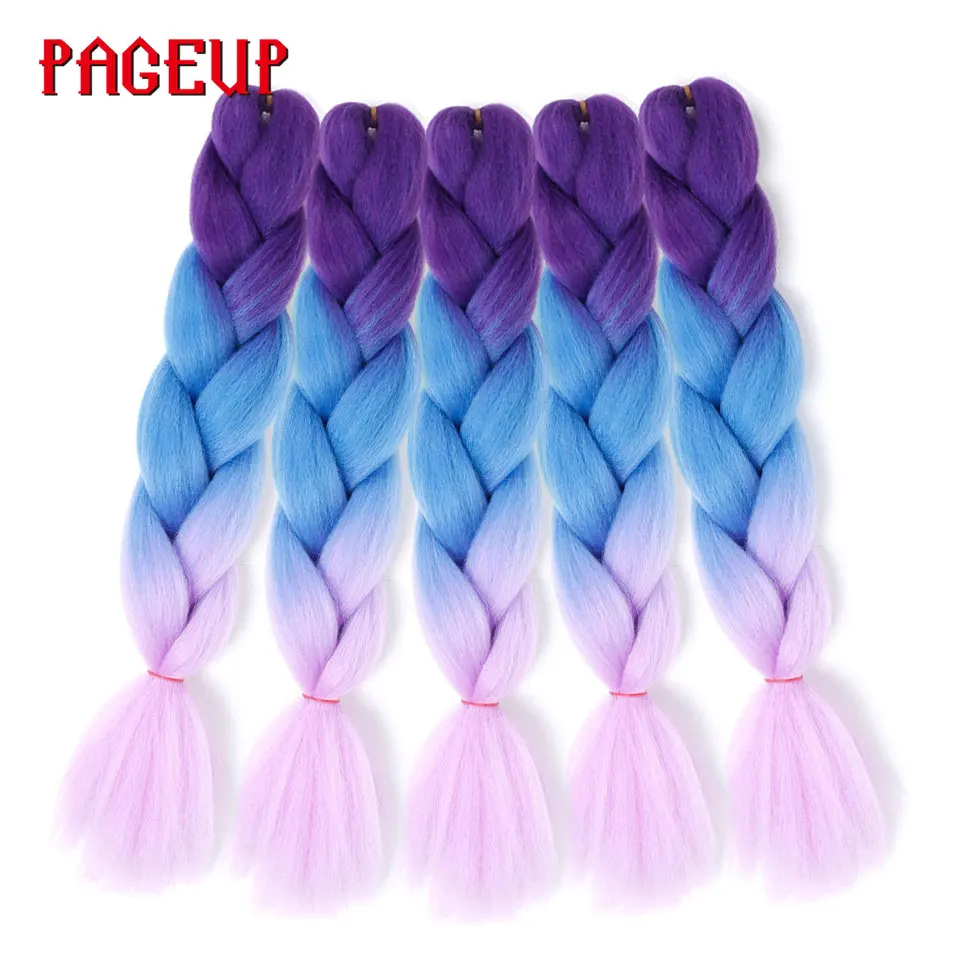 

Pageup 24inch Ombre Pink Blonde Red Blue Braiding Hair Synthetic Crochet Hair Extensions Jumbo Braids Hairstyles