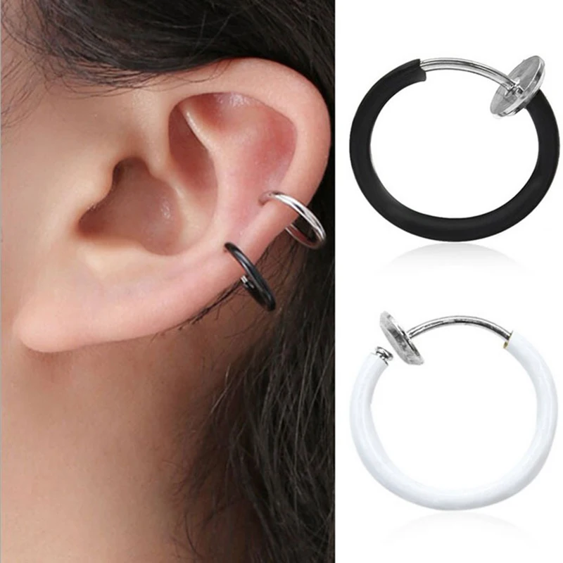 HOT! 1 Piece Fake Nose Ring Goth Punk Lip Ear Nose Clip On Fake Piercing Nose Lip Hoop Rings Earrings Golden Rose body jewelry