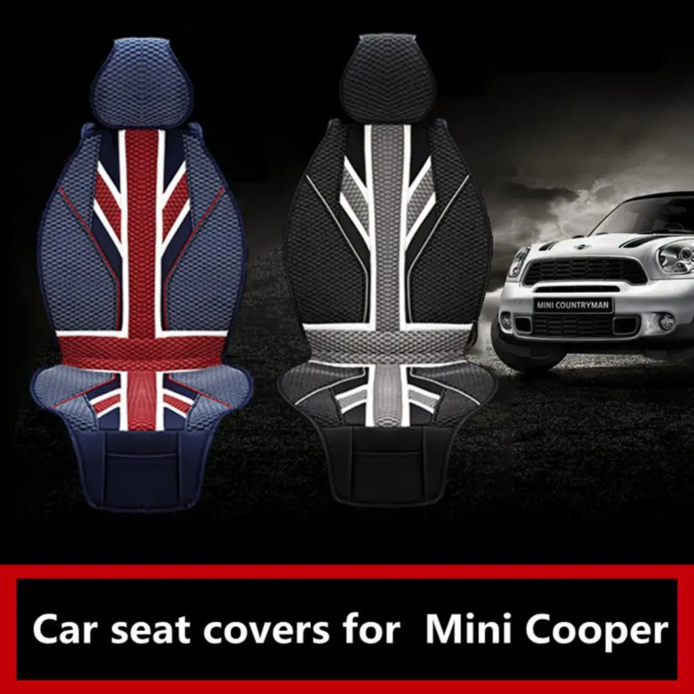 Luxury Union Jack Uk Flag 3D Ice Slik PVC Car seat covers for BMW Mini Cooper F56 F55 R60 R59