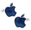 IGame-boutons de manchette avec matériau cuivre, couleur bleue, émail, pomme bleu, Design de Fruit, livraison gratuite ► Photo 2/5