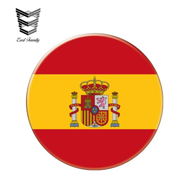 

EARLFAMILY 13cm x 13cm Auto Moto Bike Suitcase Laptop Flag Round Spain Decal Reflective Car Sticker Waterproof 3D Car Styling