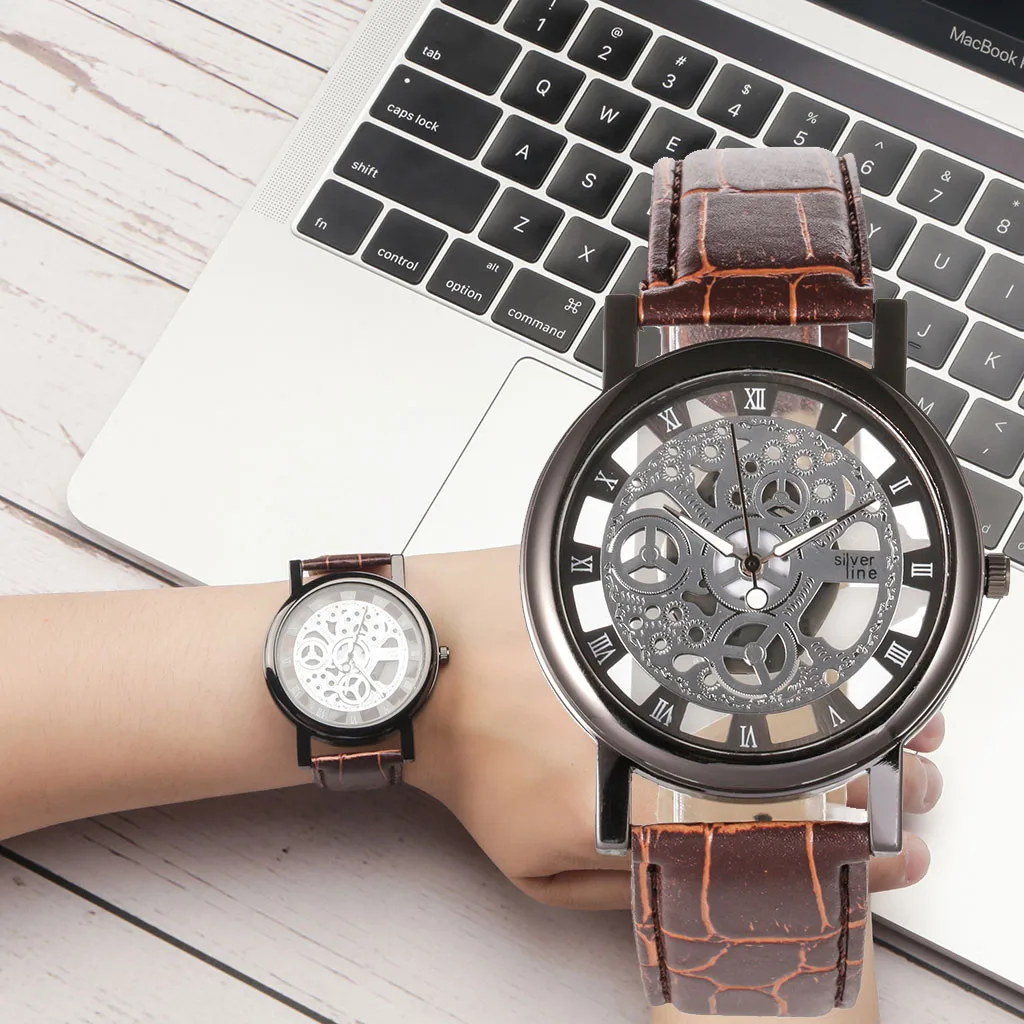 

2019 NEW Creative Hollow Dial Student Leather Belt Watch Men And Women Quartz Watch Festival Gift Женские часы Reloj de dama Wd3