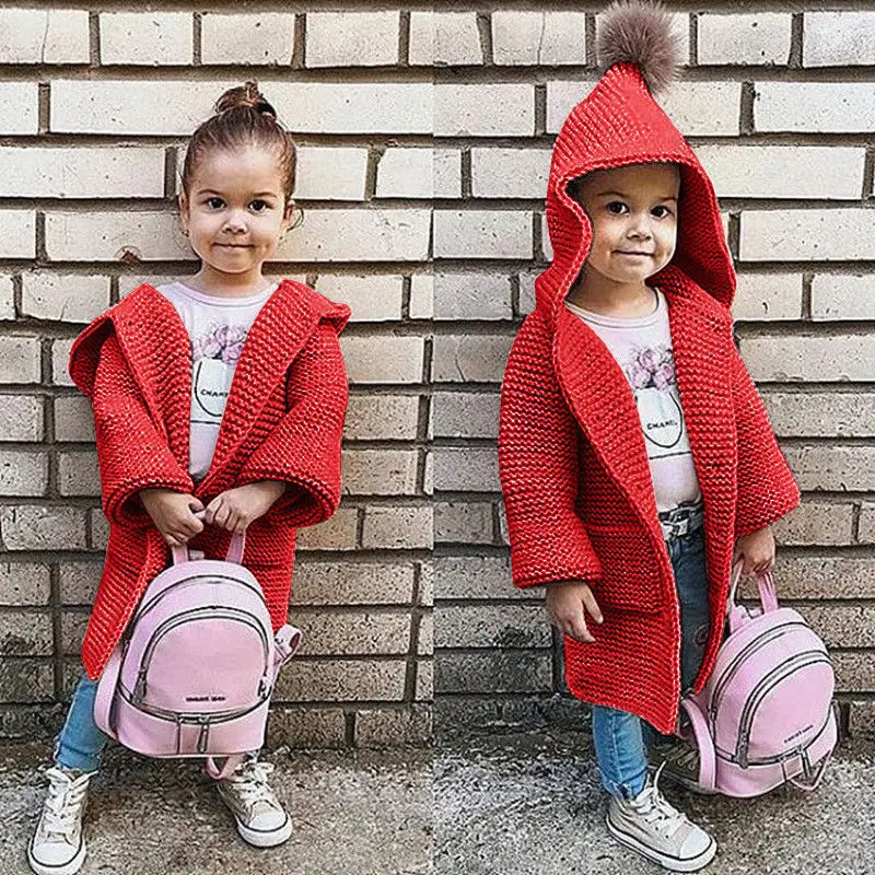 

2-7Y Toddler Kids Knitted Jacket Long Sleeve Warm Winter Kids Coat Outerwear