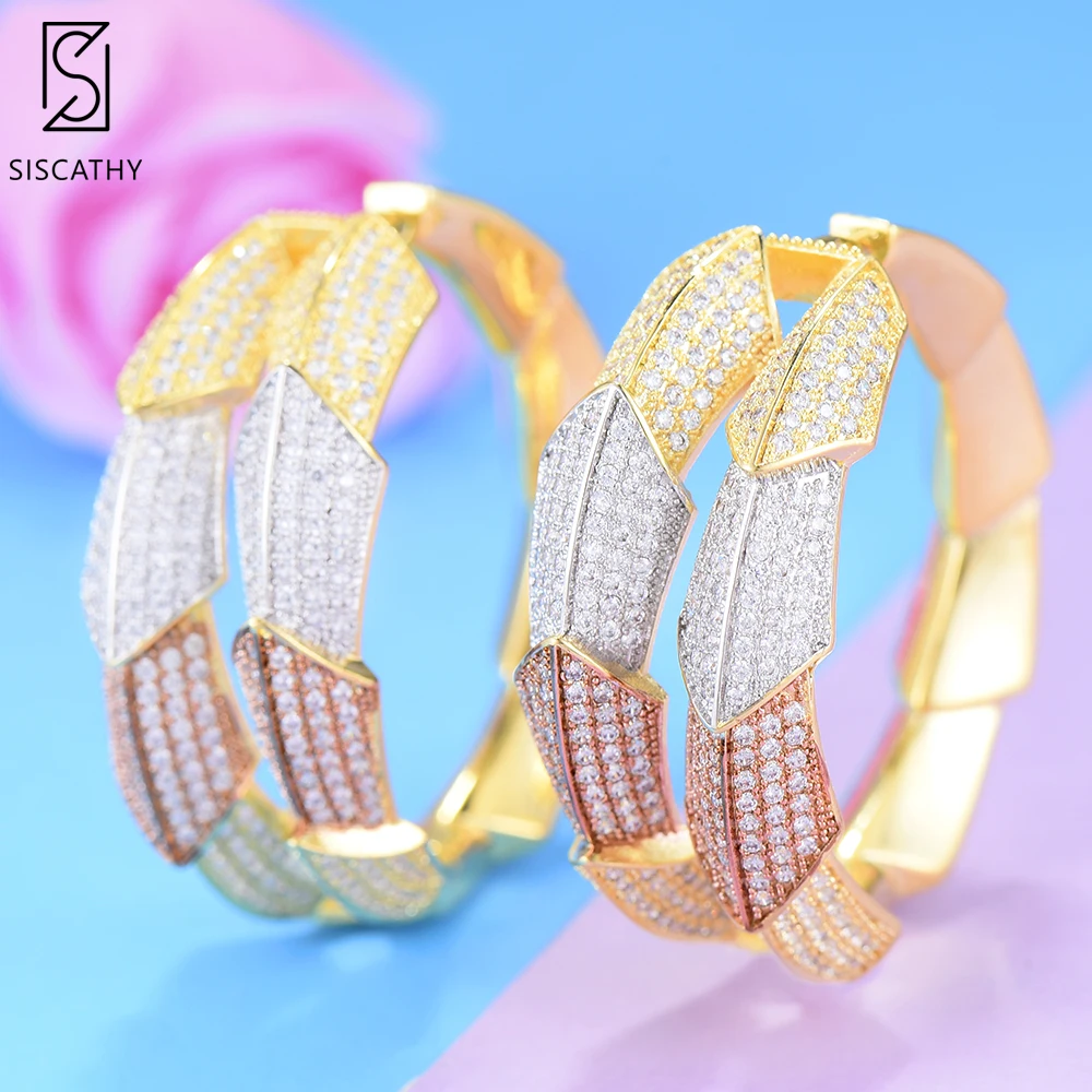 

SisCathy Exquisite Professional Women's Jewelry Charms Big Hoop Earrings Multicolor CZ Prevent Statement Earrings For Women