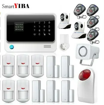 

SmartYIBA English Russian Spanish French Italian GSM Alarm APP Control Smart Plug Home Appliance Security Cam WIFI Burglar Alarm