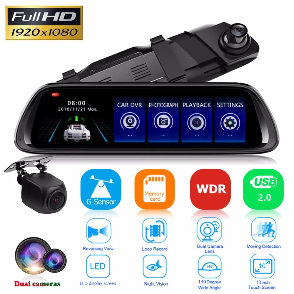 

K62 Dash Cam Dual Lens Car DVR Camera Recorder Touch Screen Front Rear View HD Camera G-Sensor Starlight Night Vision WDR