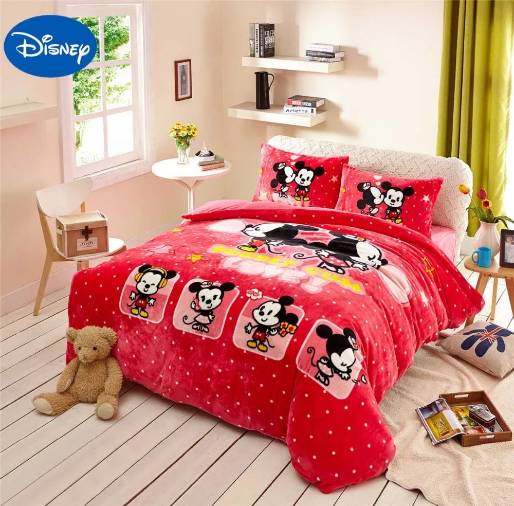 Ropa de cama Disny Mickey Mouse Goplnma microfibra multicolor 220 × 240 cm, 13 estampado 3D Mickey y Minnie con funda de almohada ropa de cama infantil Minnie Mouse 