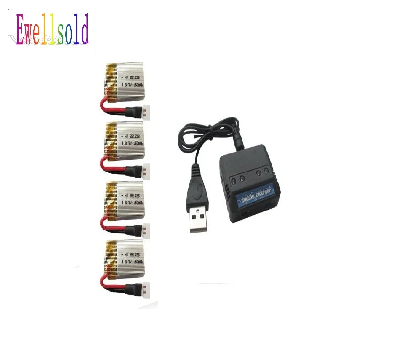 

Ewellsold U207 H2 H8 2.4G RC quadcopter 3.7V 150mah Li-po battery*4pcs+4 in 1 charger box