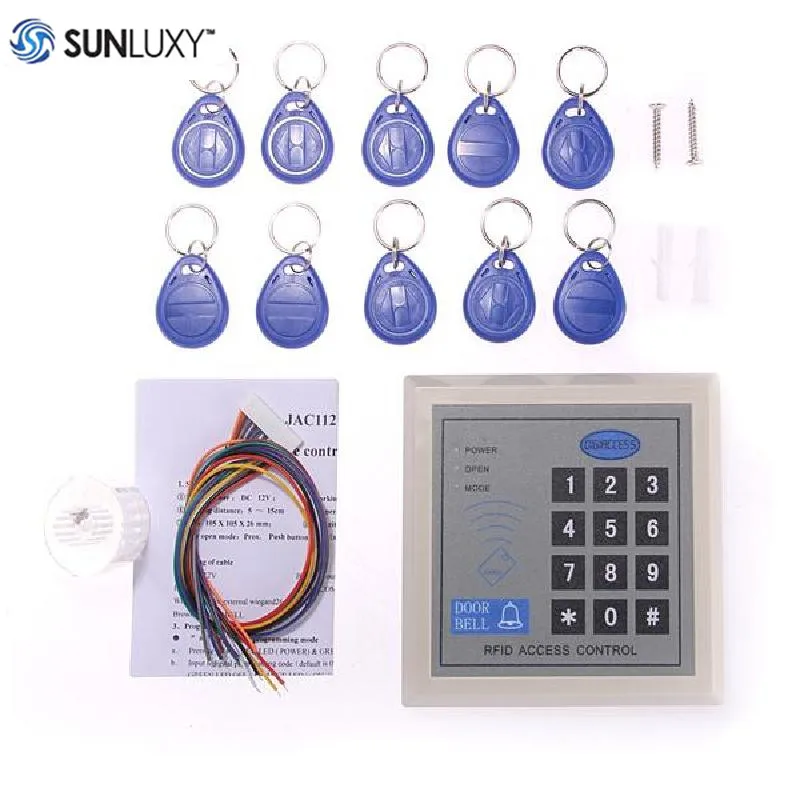 

SUNLUXY Door Lock Access Control Kit Entry Proximity Access Control Door Lock KIT System + 10 Key Fobs JAC112-T2
