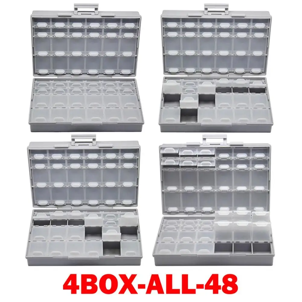 AideTek surface mount Electronics Storage Cases & Organizers plastics compartment tinyassortmt box resistor capacitor BOXALL48 mini tool bag Tool Storage Items