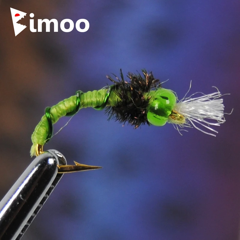 Bimoo 4PCS 14 Beadhead Nymph Chironomids Emergers Midge Fly Fishing