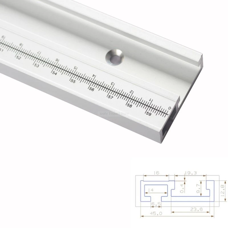 600/800 мм Стандартный Алюминиевый Т-образный трек 45 мм ширина с метрической шкалой деревообрабатывающий инструмент DIY - Цвет: 60cM