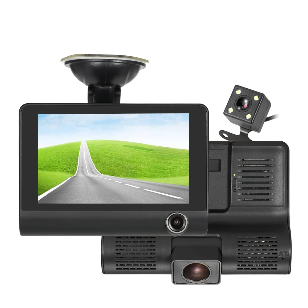 

Genuine Dash Camera 4" Vehicle Car DVR Camera Video Recorder Dash Cam G-Sensor three Len Camera Universal for All Cars