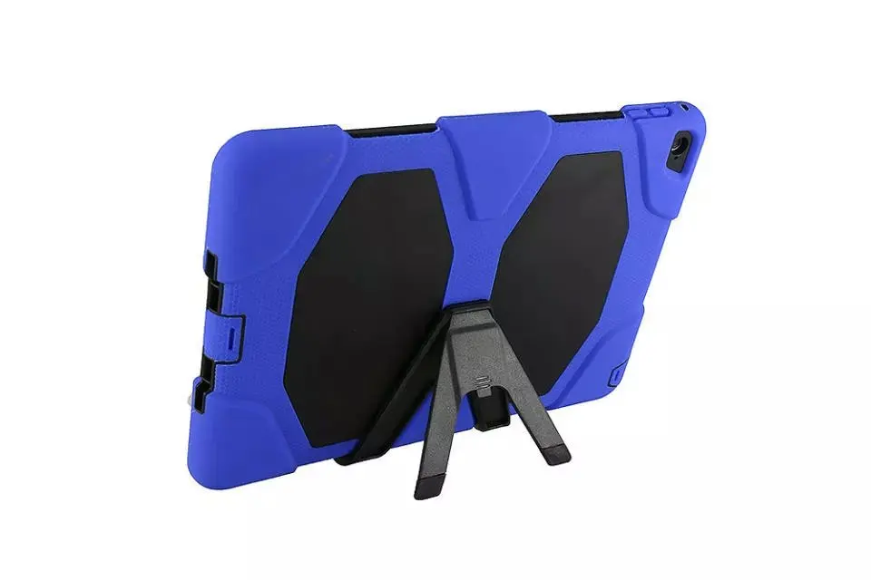 For Apple iPad Air 2 / iPad 6 Shockproof Armor Hybrid Defender Kickstand Case Cover W/ Bulit-in Front Protective Film