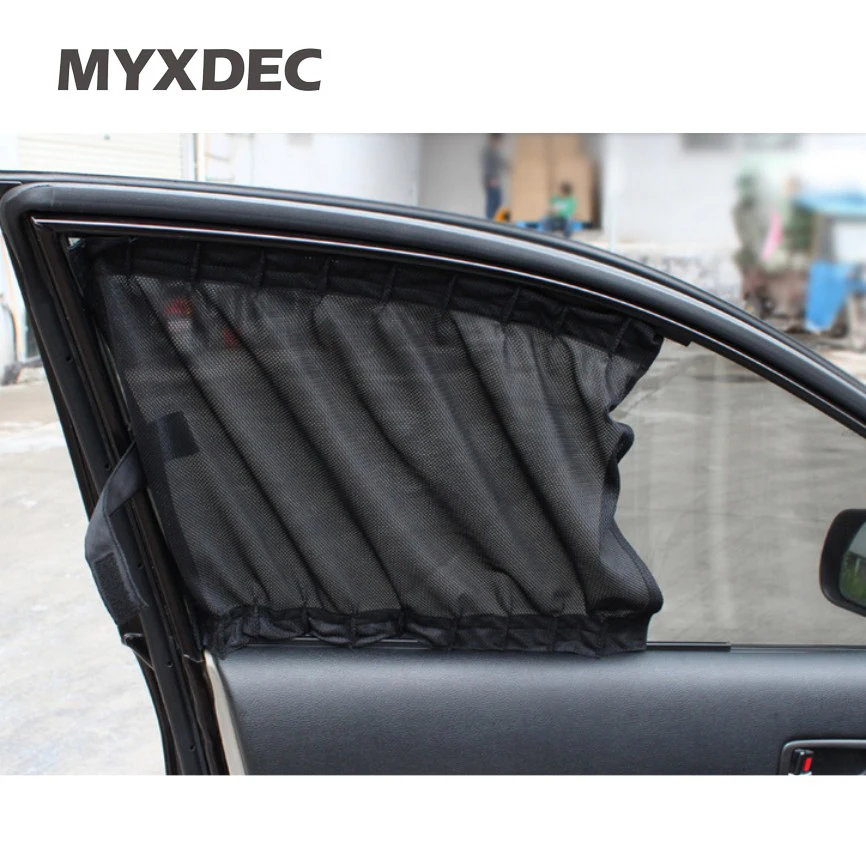 2Pcs/set Cotton Fabric Mesh Fabric Car Auto Windshield Window Curtain Sunshade Set UV Protection Side Black Beige Gray