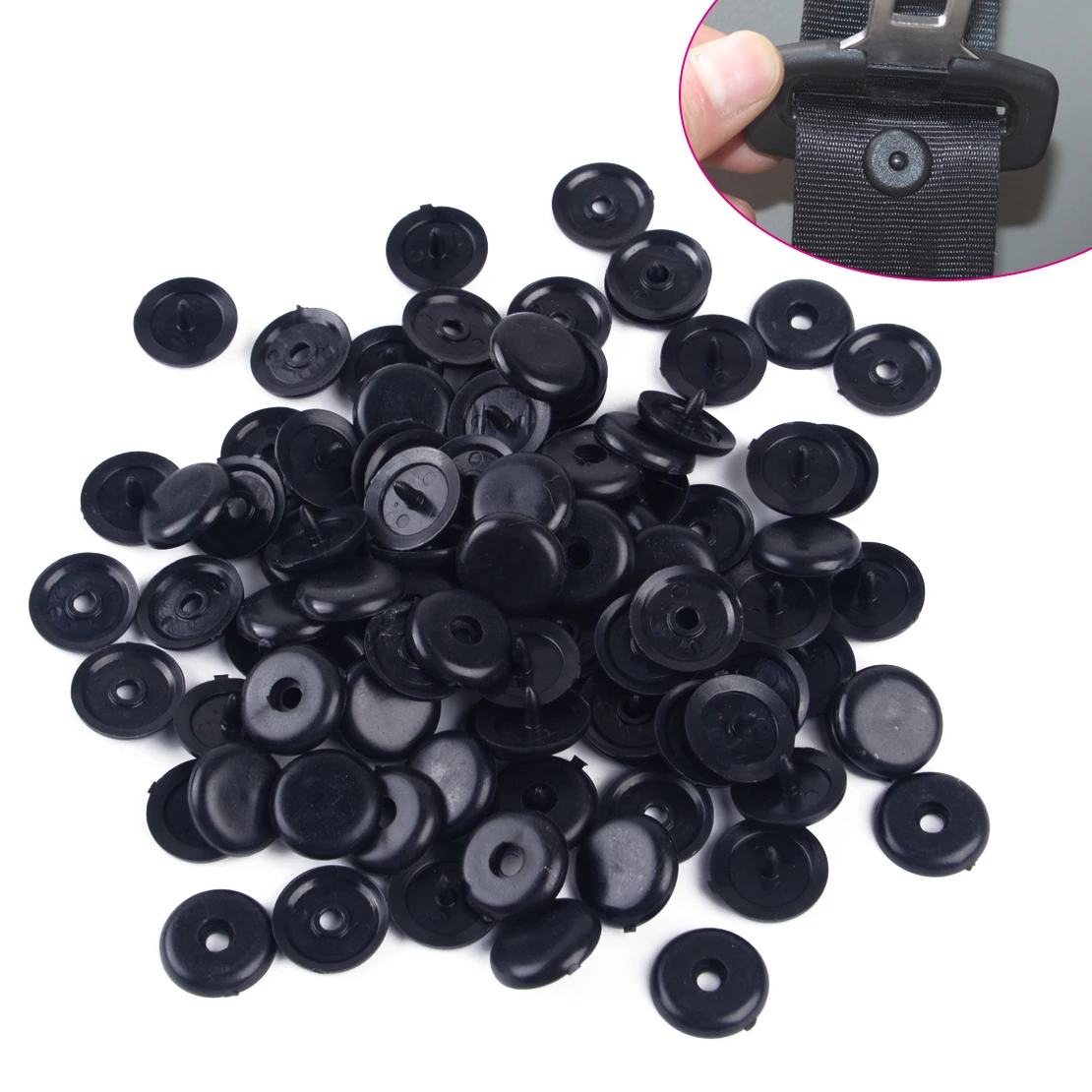 CITALL New 50 Sets Universal Car Truck Black Plastic Seat Belt Stopper