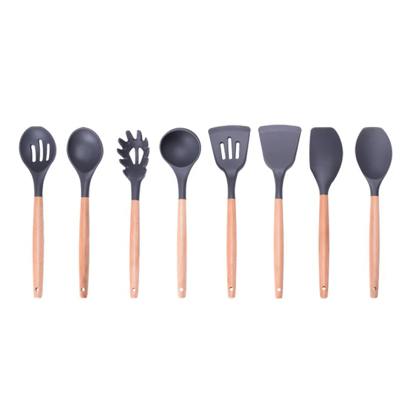 Деревянная ручка силикон шпатель Тернер шлицевая ложка для ковша щетка