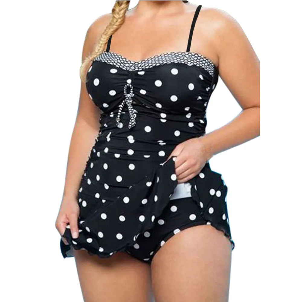 

MUQGEW Women Plus Size One Piece Monokini Swimwear Push-Up Padded Bikini Set Swimsuit Jumpsuit Spaghetti Strap Bathing Suit