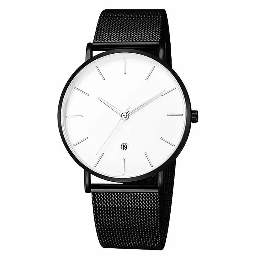 Black Men Watches Male Business Style Wristwatches Stainless Steel