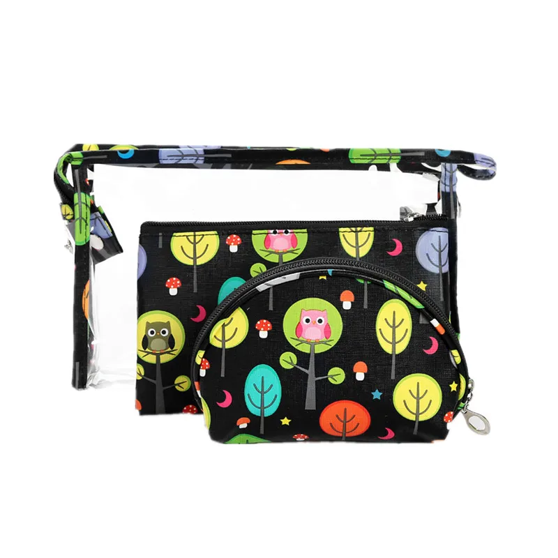 

Printed Cosmetic Bag Set Women PVC Waterproof Beauty Vanity Make up Pouch Beautician Necessarie Toiletry Wash Storage Organizer