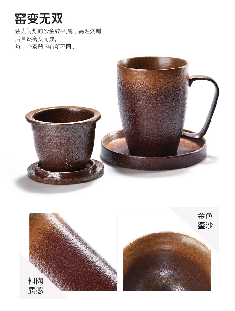 400 мл винтажный Японский стиль Ржавчина глазурь керамическая грубая керамика кружка для чая, молока, кофе чашка с блюдцем ложка набор воды посуда для напитков