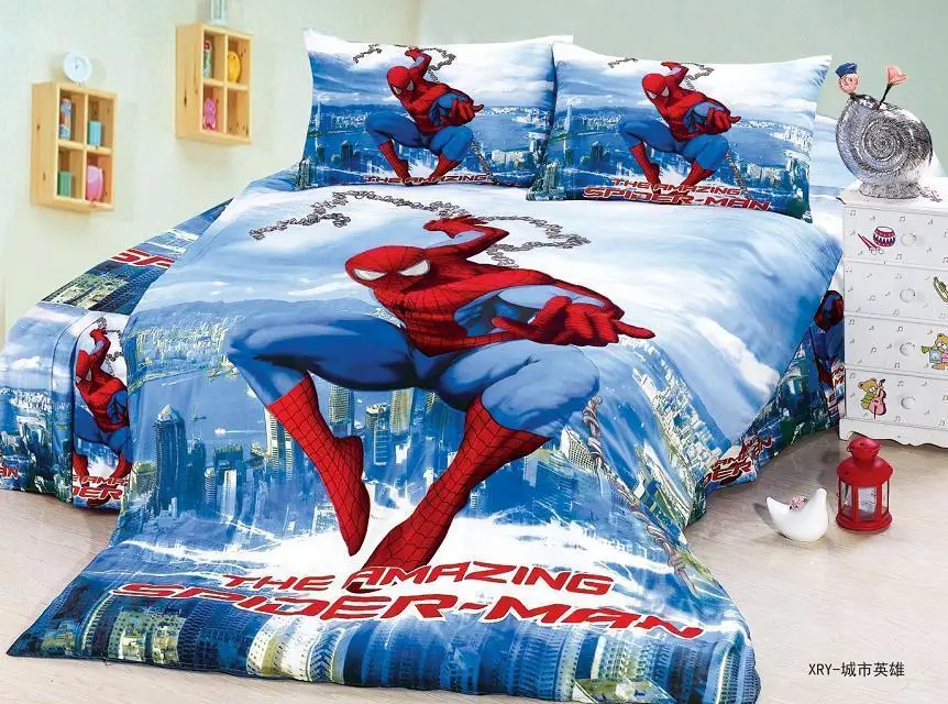 Us 22 0 50 Off Spiderman Bedding Set Twin Size Bed Covers Sheets For Kids Bedroom Decor Single Bedclothes Boys Childrens Home 2 4 Pieces Blue In