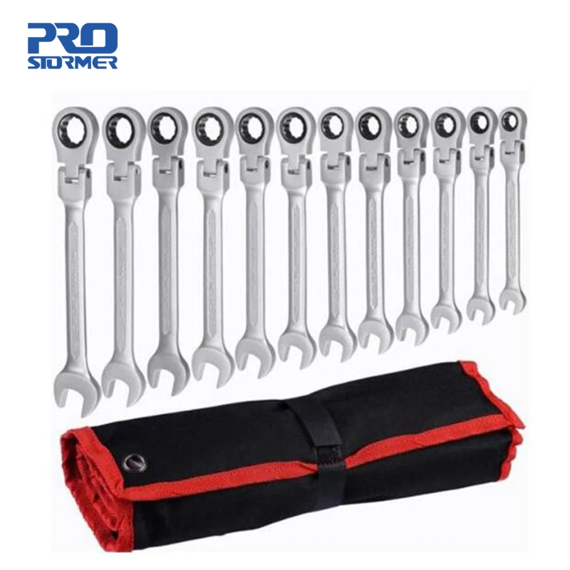 

Prostormer 12 pcs Ratchet Wrench Set flexible Open End Repair Tools Home Tools Set 8/9/10/11/12/13/14/15/16/17/18/19mm
