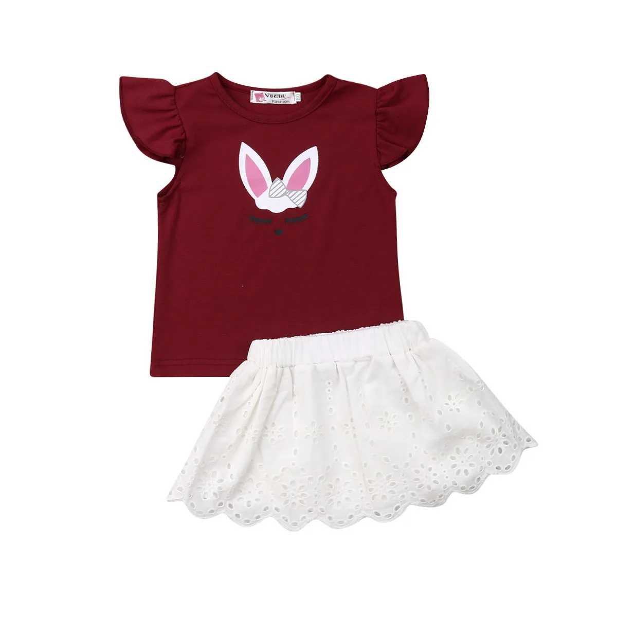 Pudcoco/2 предмета; Милая футболка без рукавов для маленьких девочек; топы+ белая юбка; комплект нарядного платья принцессы