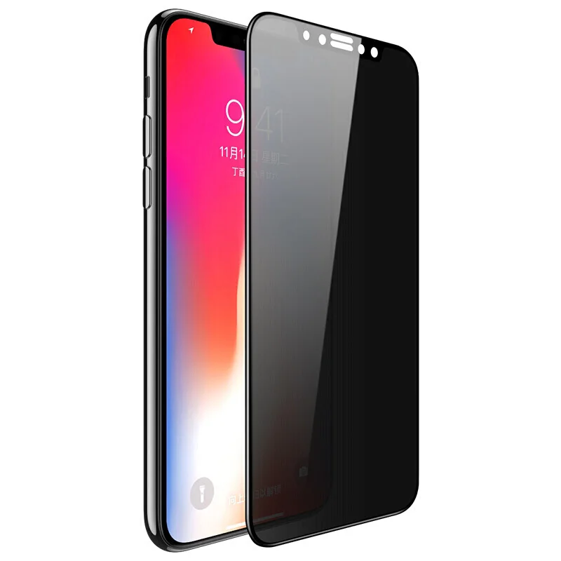 Оригинальное анти шпионское закаленное стекло для Apple iPhone X 2.5D полное покрытие