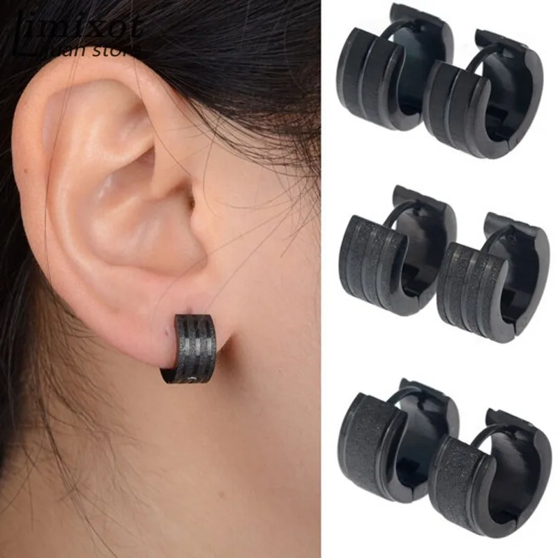 Модные готические панк 1 пара из нержавеющей стали мужские серьги-гвоздики матовые ювелирные изделия черные серьги