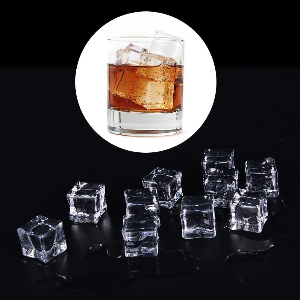 

2CM 2.5CM 3CM Decor*Artificial Ice Cubes 10pcs Acrylic Clear Square Fake Artificial Acrylic Ice Cubes Crystal Home Display